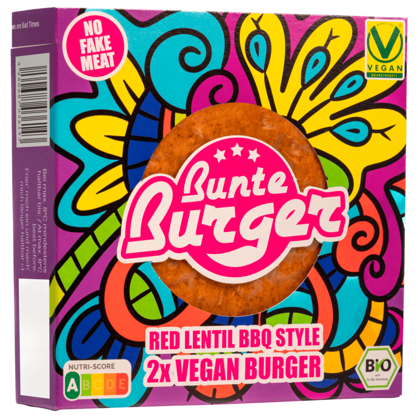 Bunte Burger Bio Red Lentil Burger BBQ Style vegan 180g